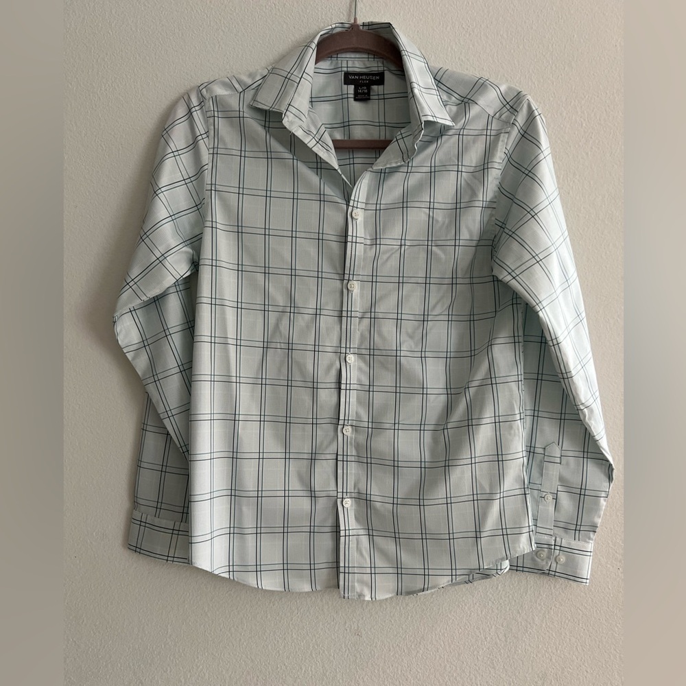 Van Heusen Kids' Light Gray Checkered Button Down Shirt